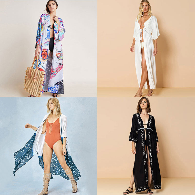 Rayon Beach Cardigan Cover-Up — Bikini Blouse & Sun Protection Skirt