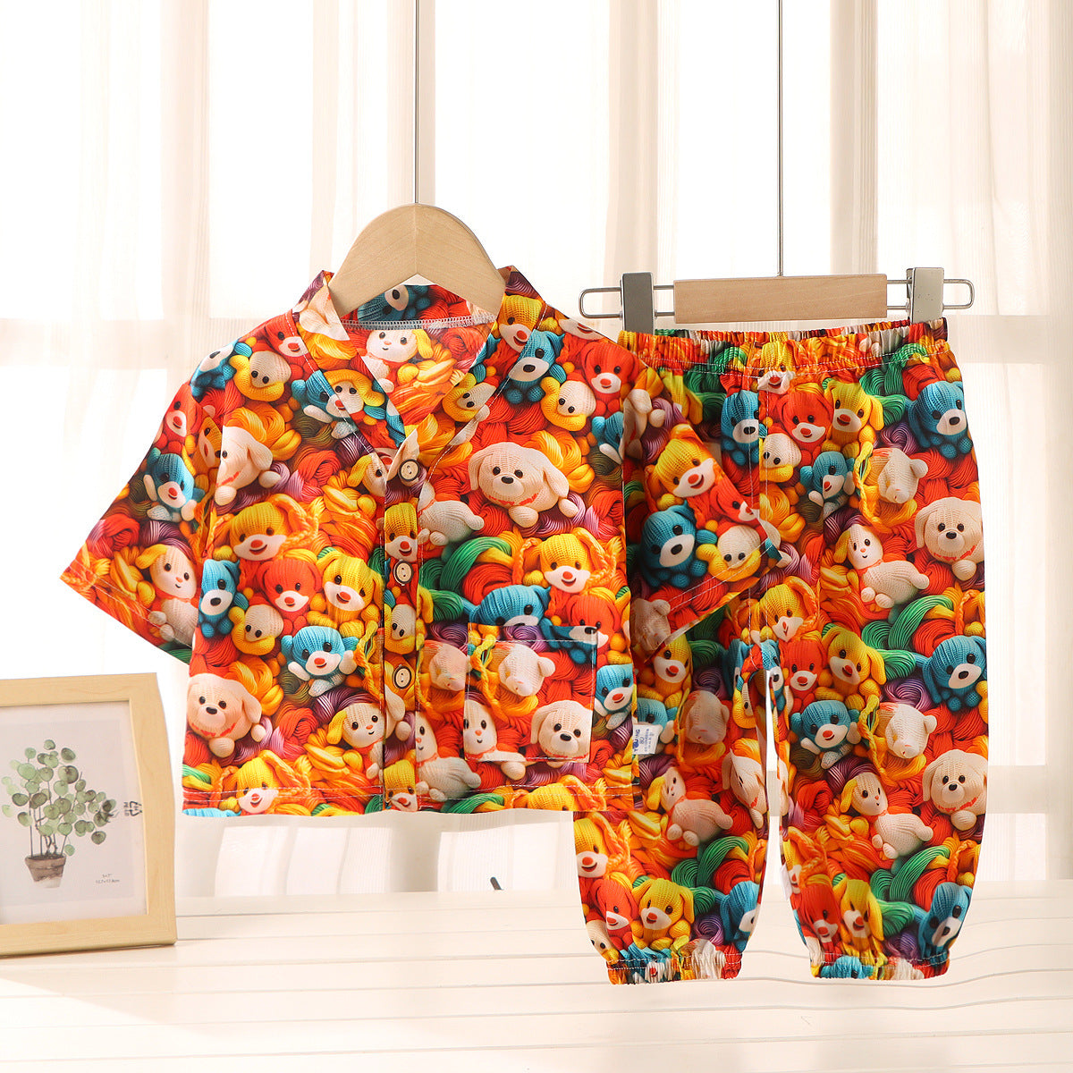 Children's Cotton Silk Summer Pajamas Set — Boys & Girls Two-Piece Home Clothes