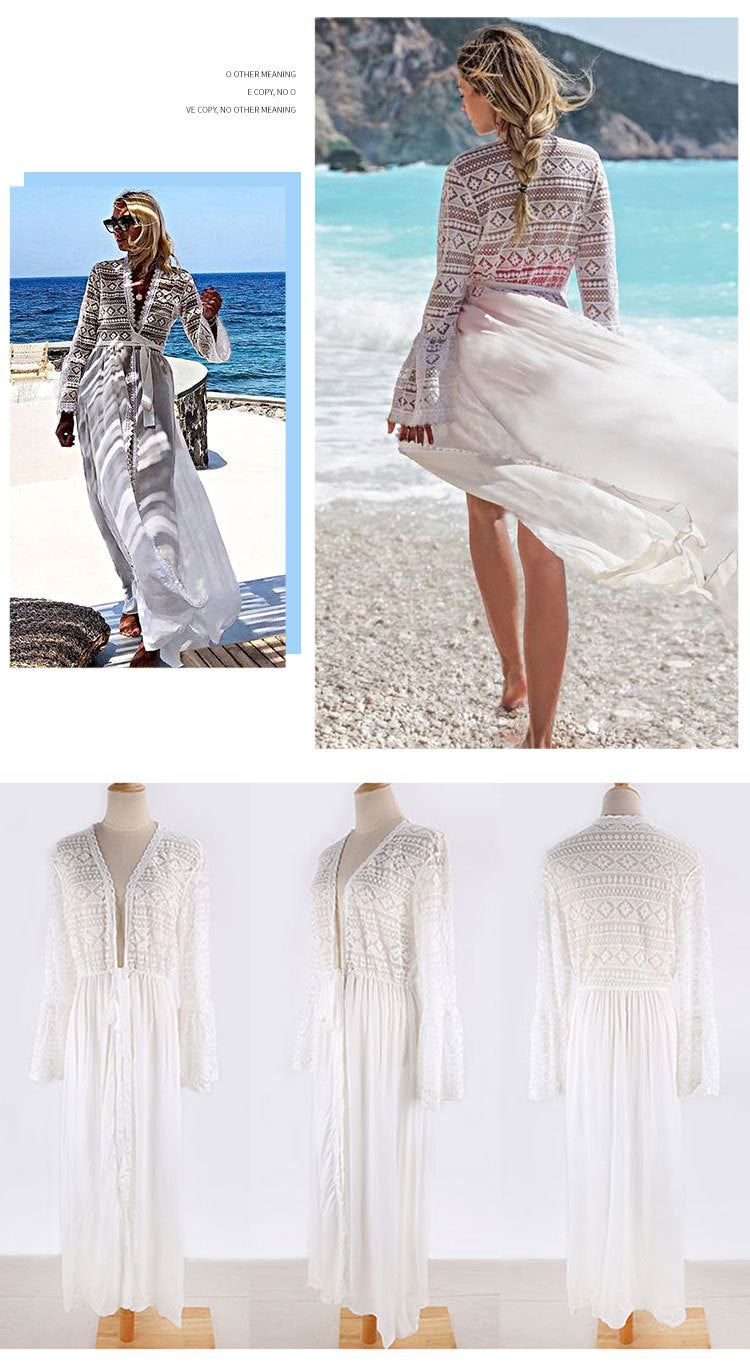 Rayon Beach Cardigan Cover-Up — Bikini Blouse & Sun Protection Skirt