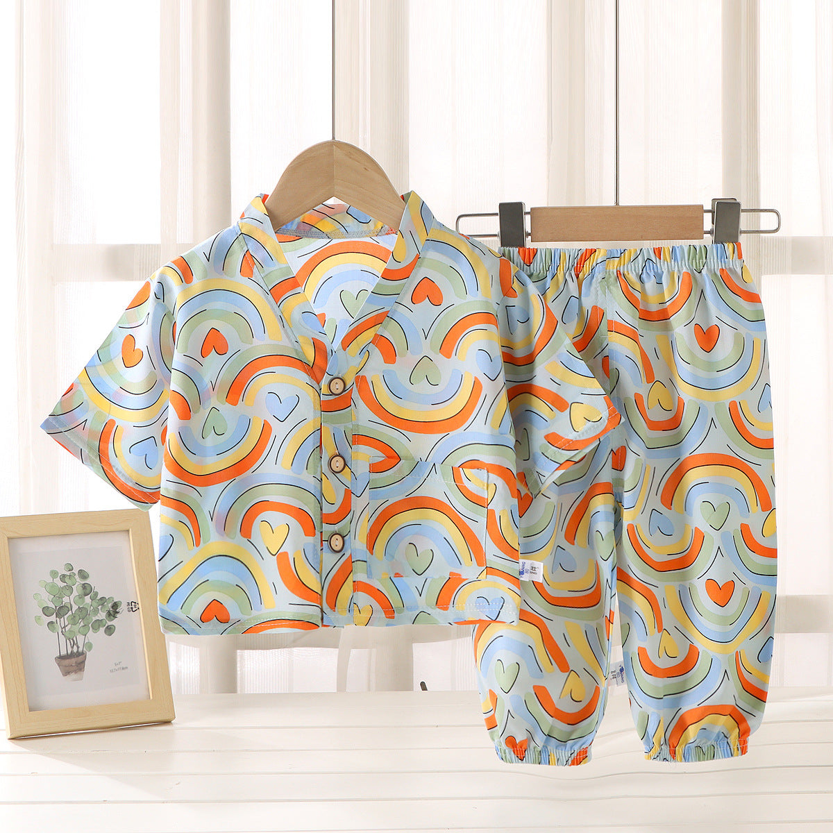 Children's Cotton Silk Summer Pajamas Set — Boys & Girls Two-Piece Home Clothes