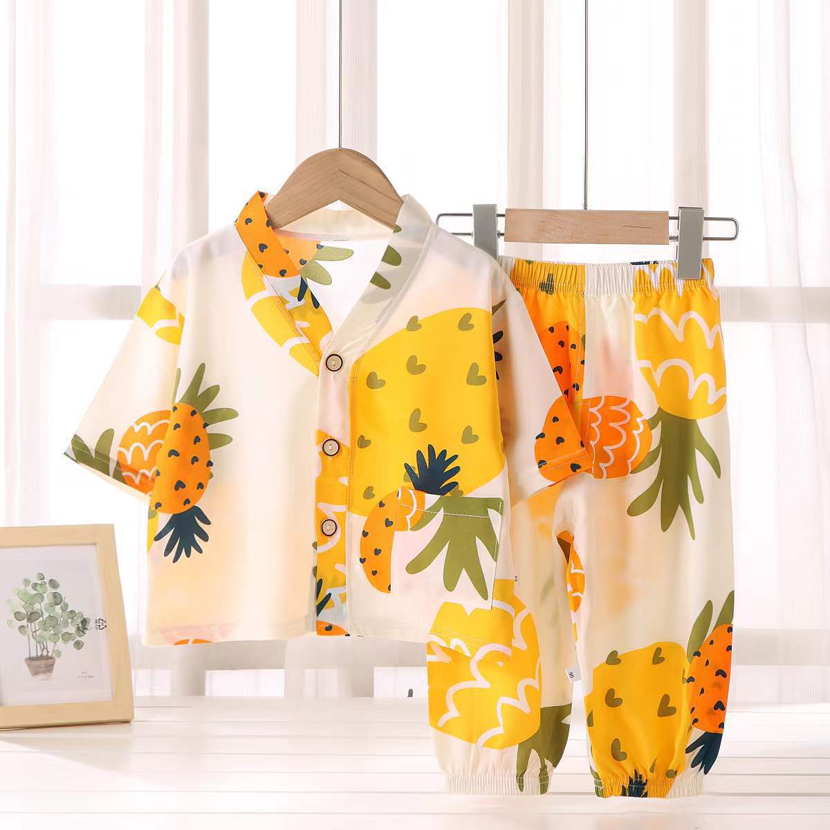 Children's Cotton Silk Summer Pajamas Set — Boys & Girls Two-Piece Home Clothes