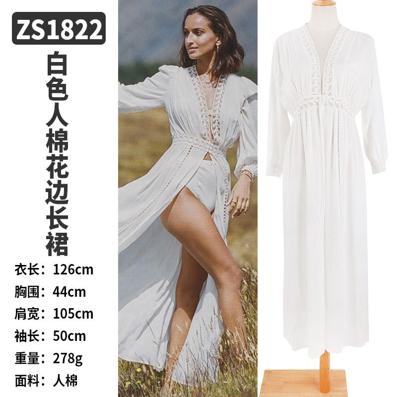 Rayon Beach Cardigan Cover-Up — Bikini Blouse & Sun Protection Skirt