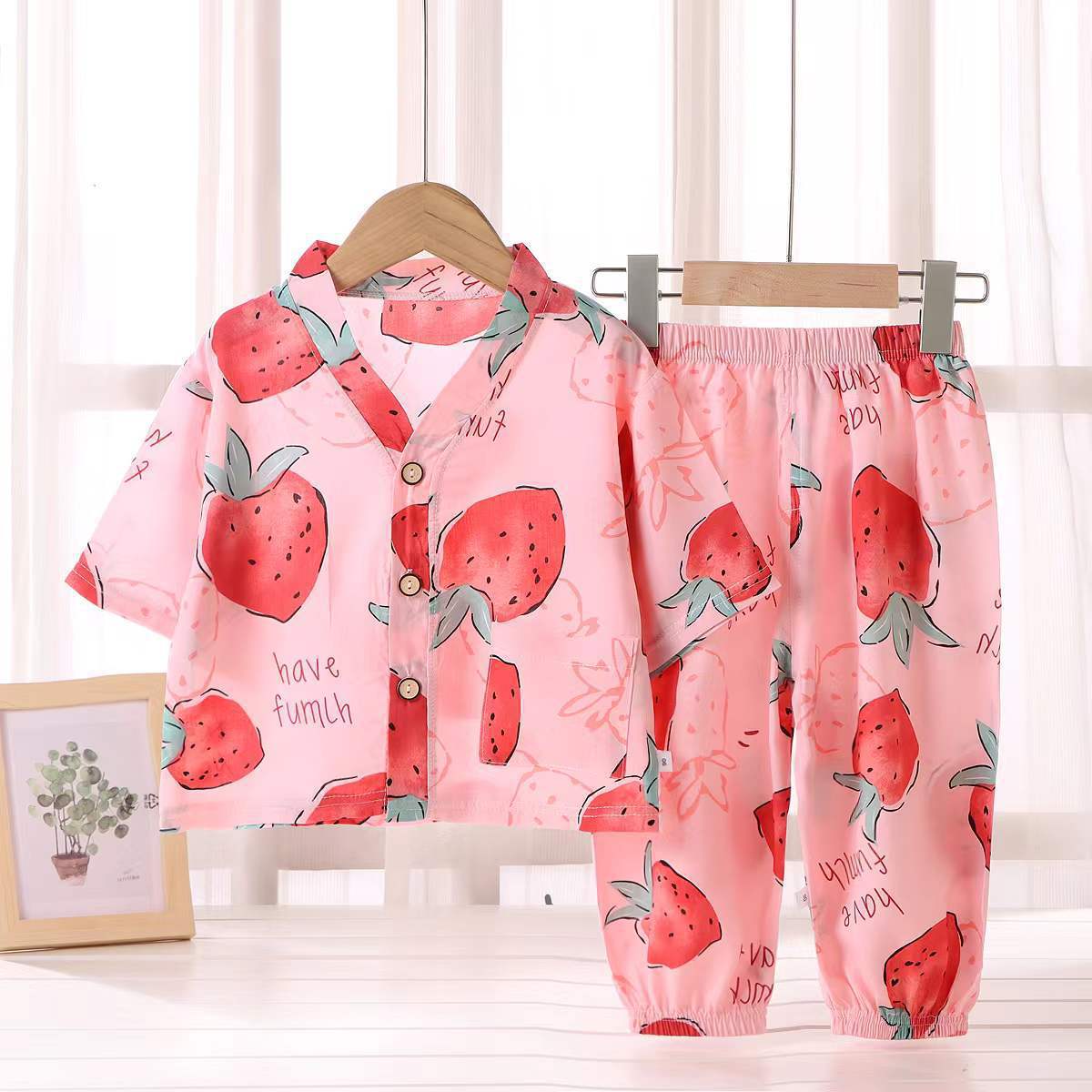 Children's Cotton Silk Summer Pajamas Set — Boys & Girls Two-Piece Home Clothes