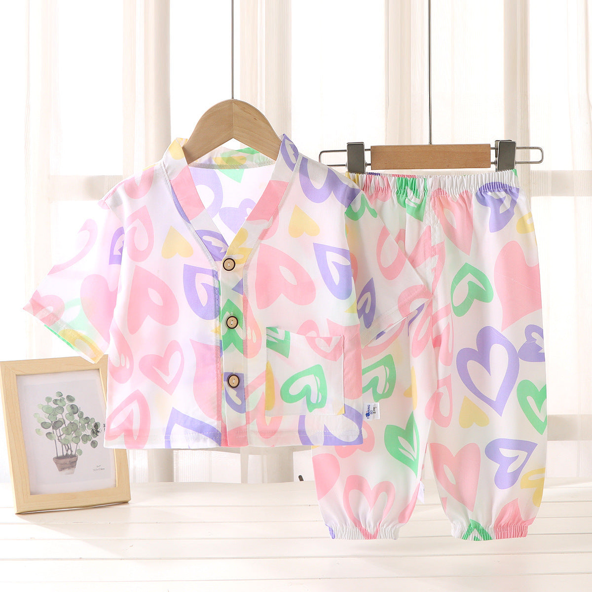 Children's Cotton Silk Summer Pajamas Set — Boys & Girls Two-Piece Home Clothes