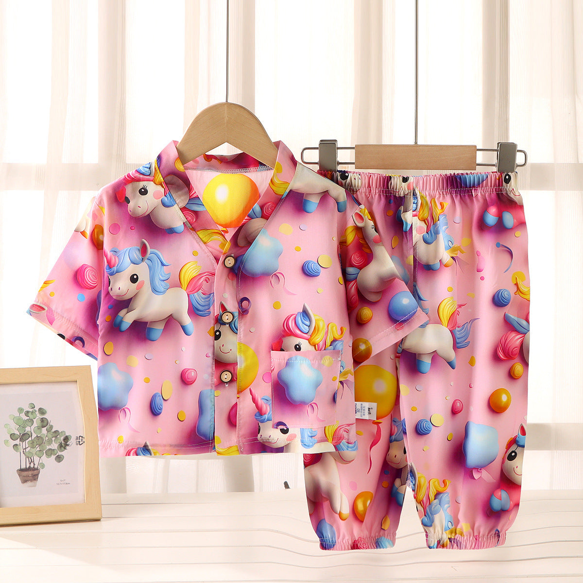 Children's Cotton Silk Summer Pajamas Set — Boys & Girls Two-Piece Home Clothes