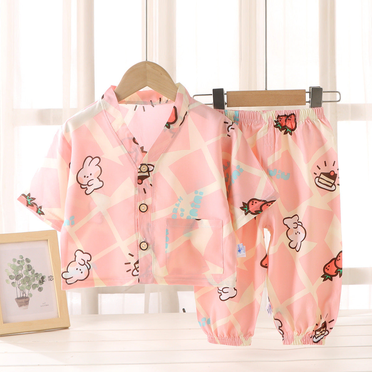Children's Cotton Silk Summer Pajamas Set — Boys & Girls Two-Piece Home Clothes