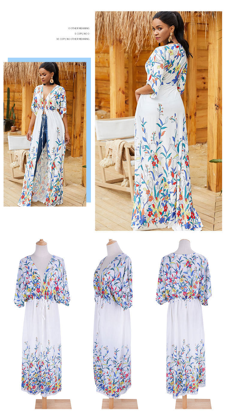 Rayon Beach Cardigan Cover-Up — Bikini Blouse & Sun Protection Skirt
