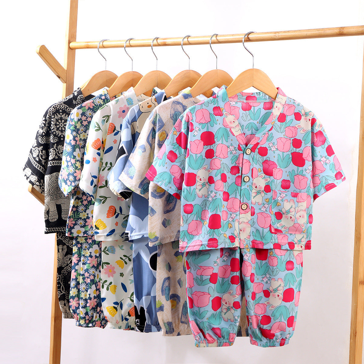 Children's Cotton Silk Summer Pajamas Set — Boys & Girls Two-Piece Home Clothes