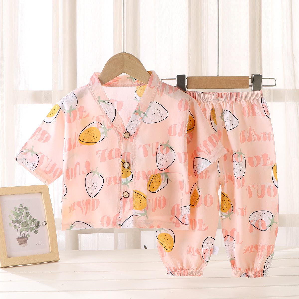 Children's Cotton Silk Summer Pajamas Set — Boys & Girls Two-Piece Home Clothes