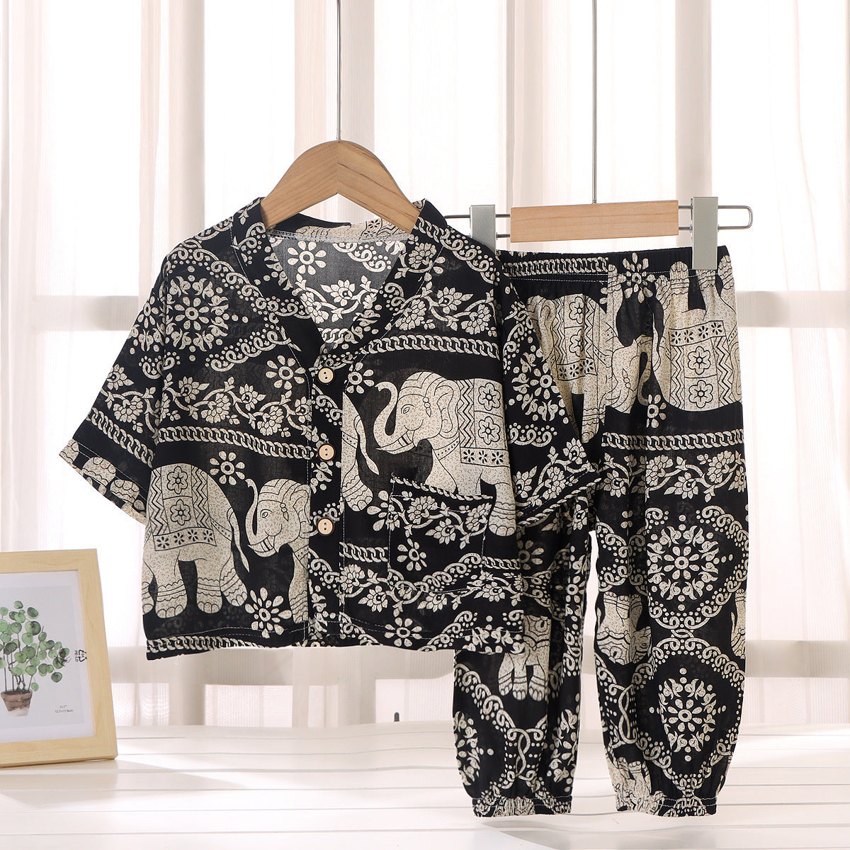 Children's Cotton Silk Summer Pajamas Set — Boys & Girls Two-Piece Home Clothes