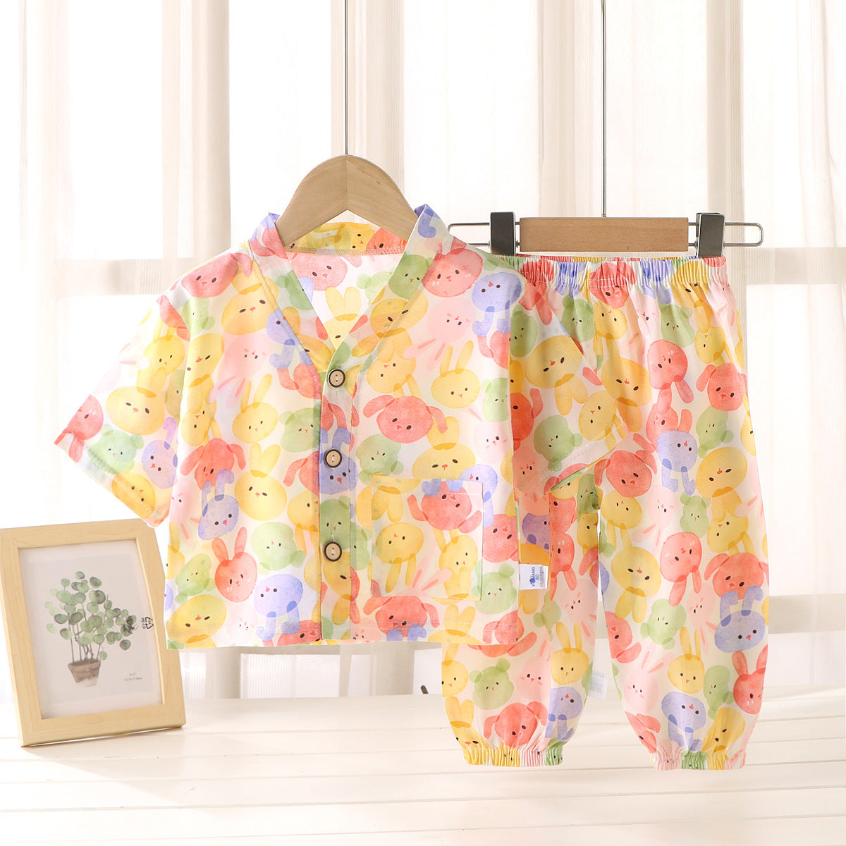 Children's Cotton Silk Summer Pajamas Set — Boys & Girls Two-Piece Home Clothes