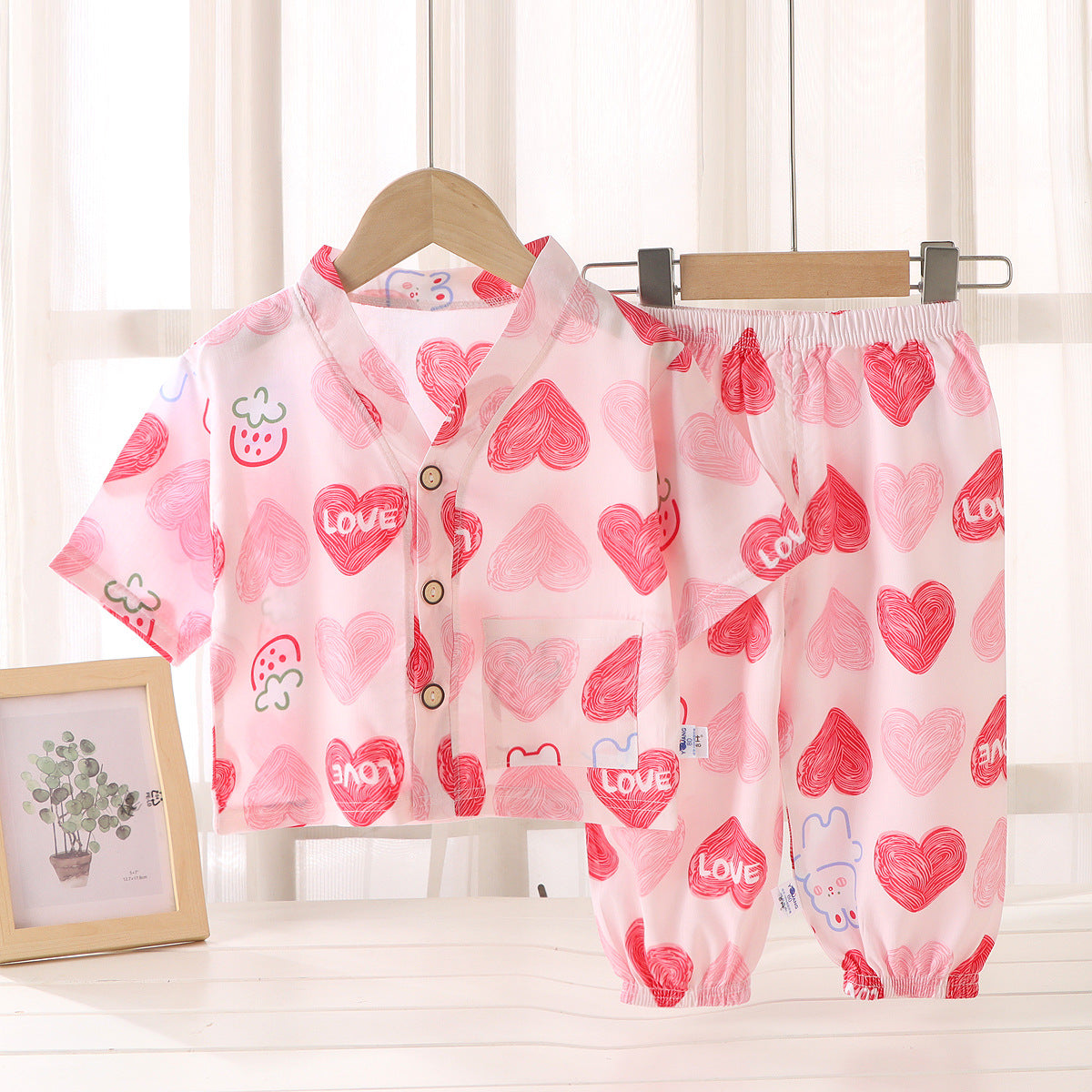 Children's Cotton Silk Summer Pajamas Set — Boys & Girls Two-Piece Home Clothes