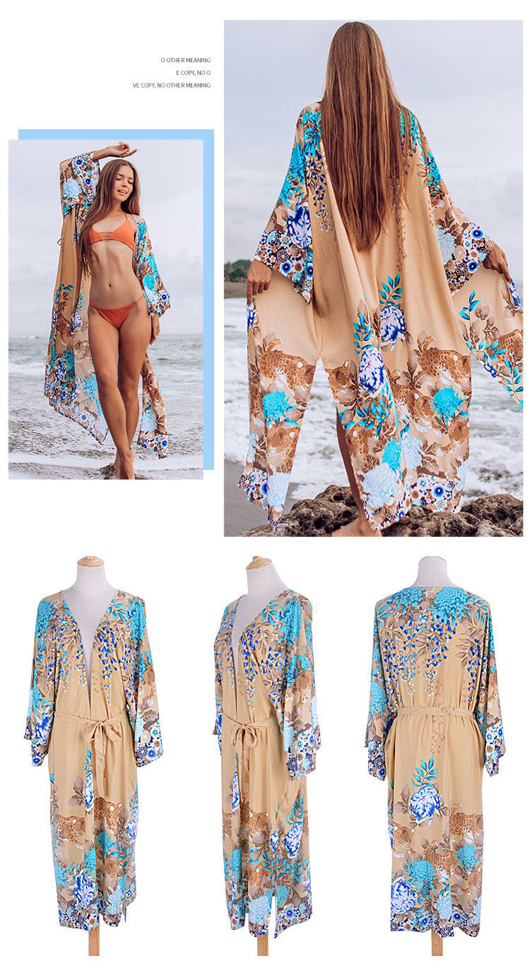 Rayon Beach Cardigan Cover-Up — Bikini Blouse & Sun Protection Skirt