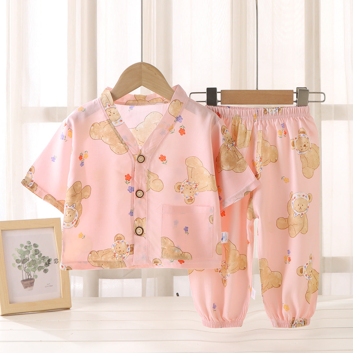 Children's Cotton Silk Summer Pajamas Set — Boys & Girls Two-Piece Home Clothes