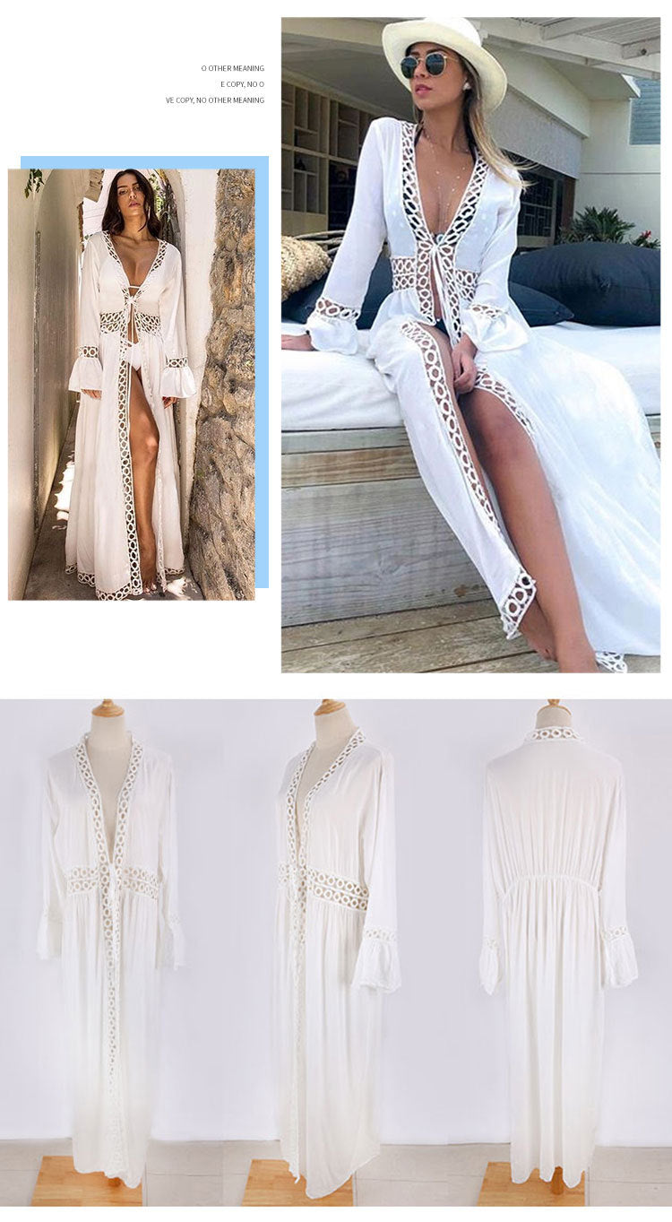 Rayon Beach Cardigan Cover-Up — Bikini Blouse & Sun Protection Skirt
