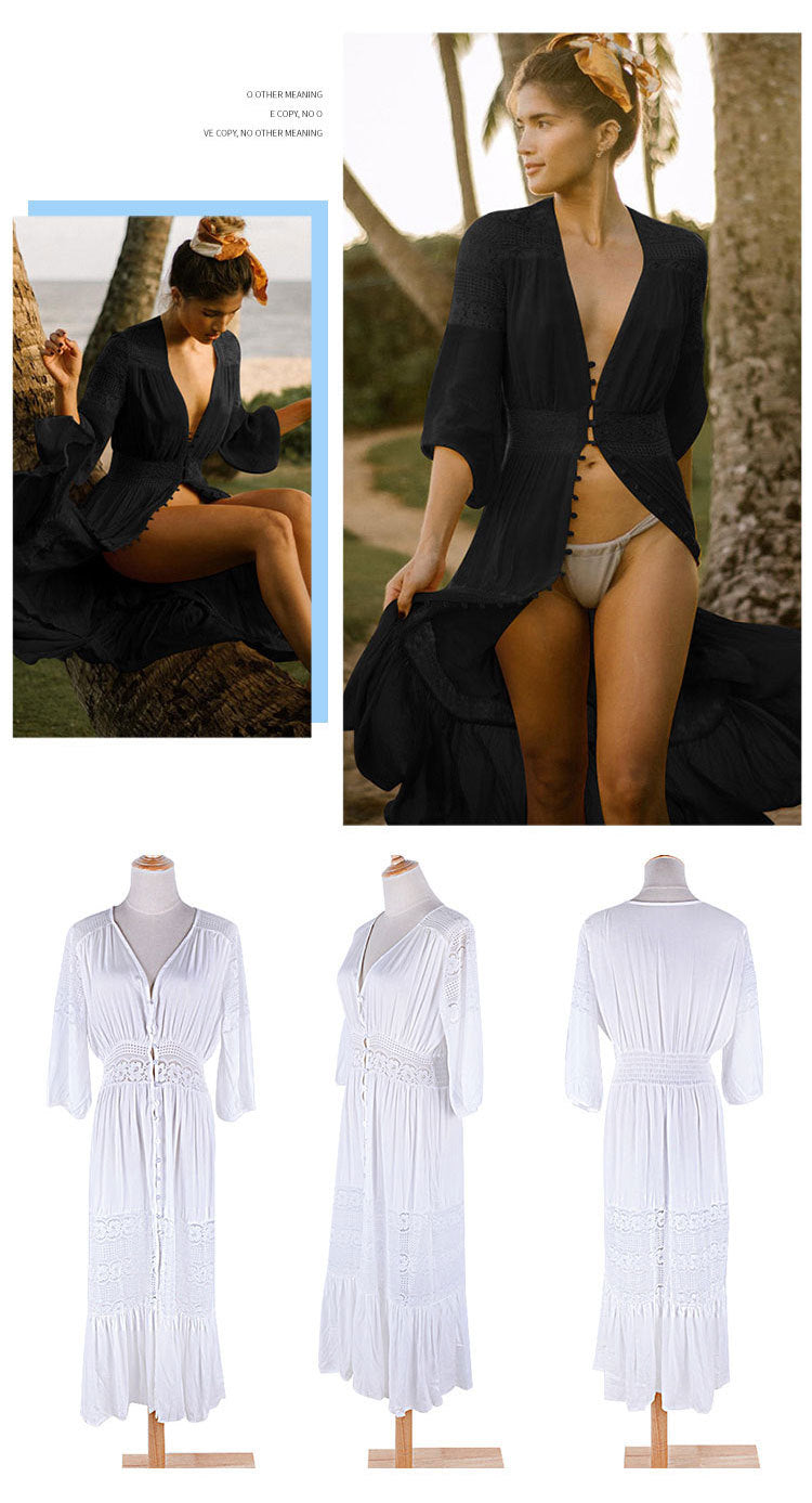 Rayon Beach Cardigan Cover-Up — Bikini Blouse & Sun Protection Skirt