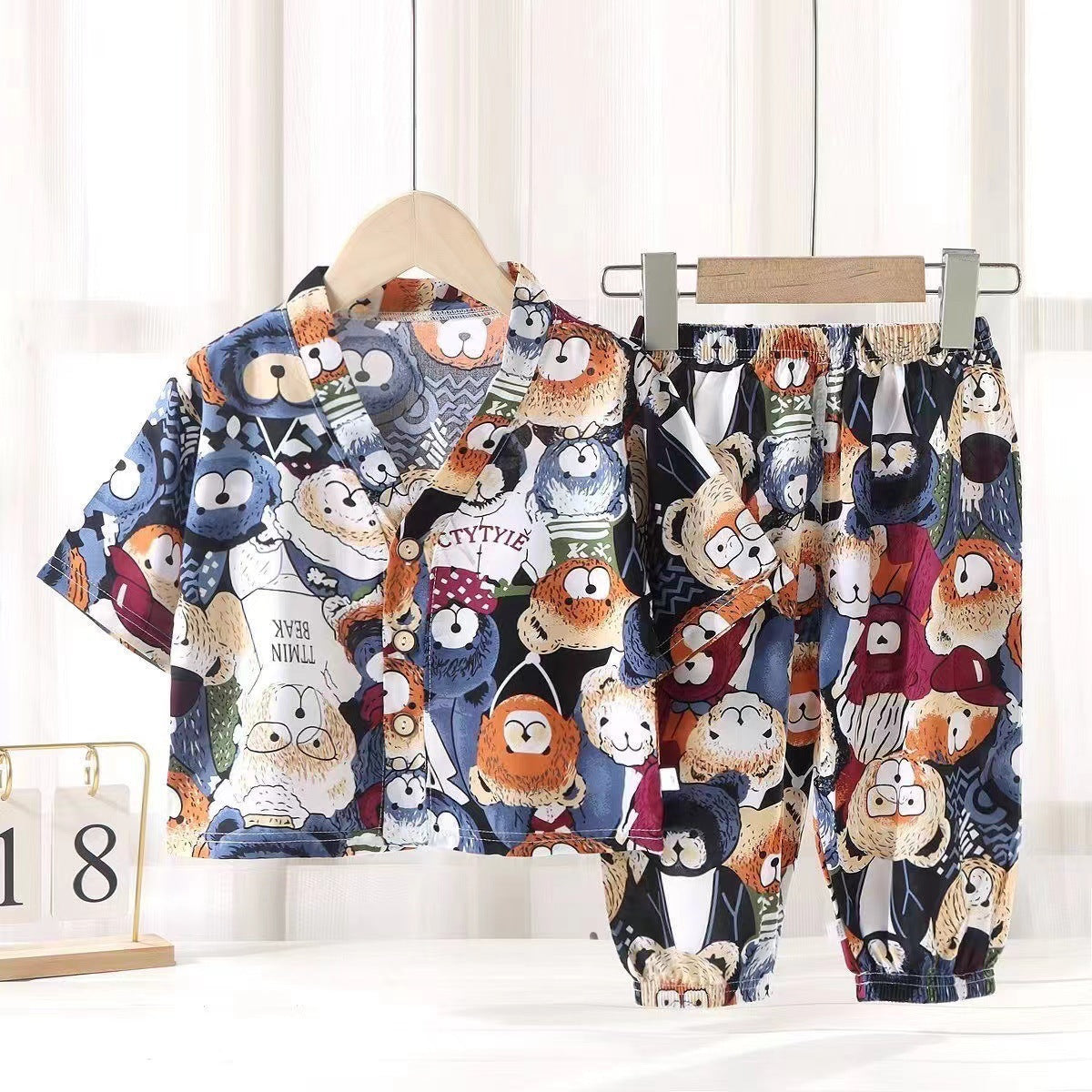 Children's Cotton Silk Summer Pajamas Set — Boys & Girls Two-Piece Home Clothes
