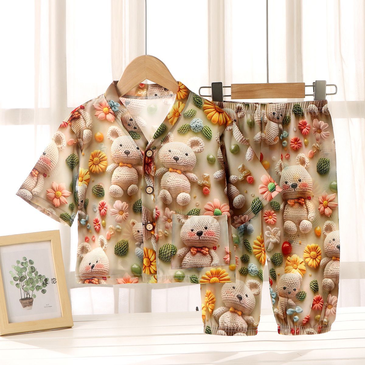 Children's Cotton Silk Summer Pajamas Set — Boys & Girls Two-Piece Home Clothes
