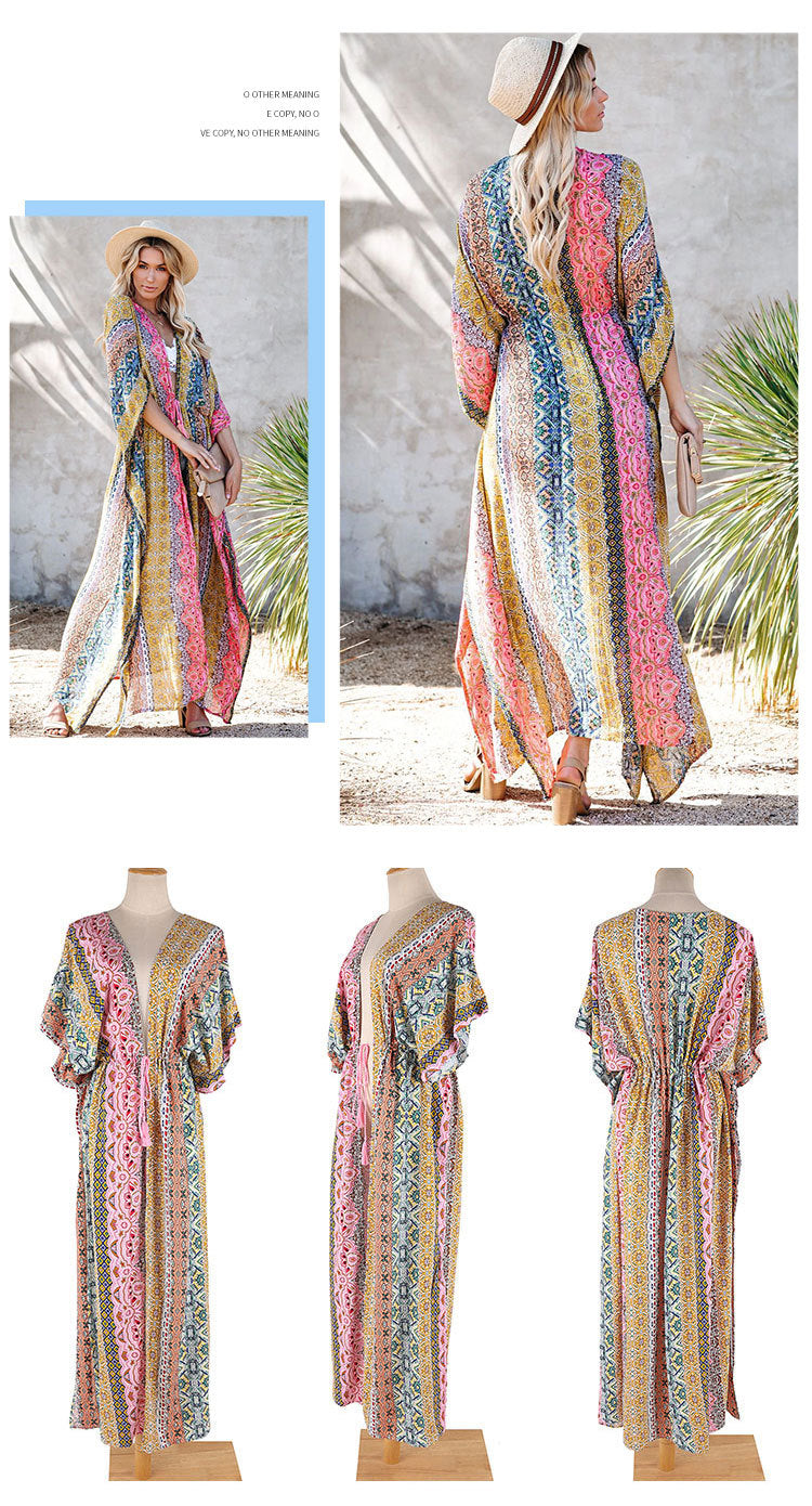 Rayon Beach Cardigan Cover-Up — Bikini Blouse & Sun Protection Skirt