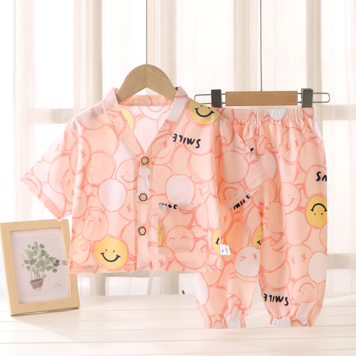 Children's Cotton Silk Summer Pajamas Set — Boys & Girls Two-Piece Home Clothes
