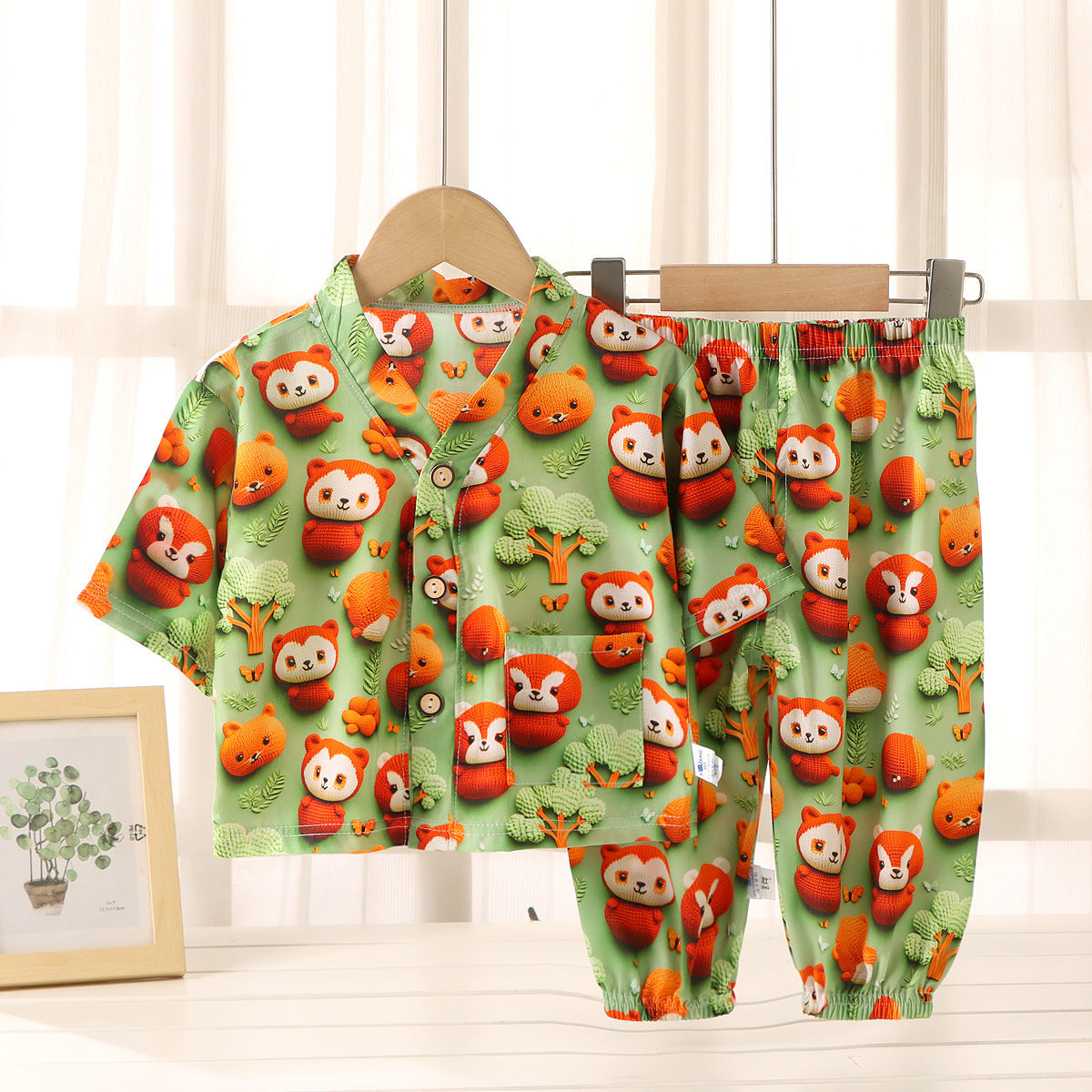 Children's Cotton Silk Summer Pajamas Set — Boys & Girls Two-Piece Home Clothes