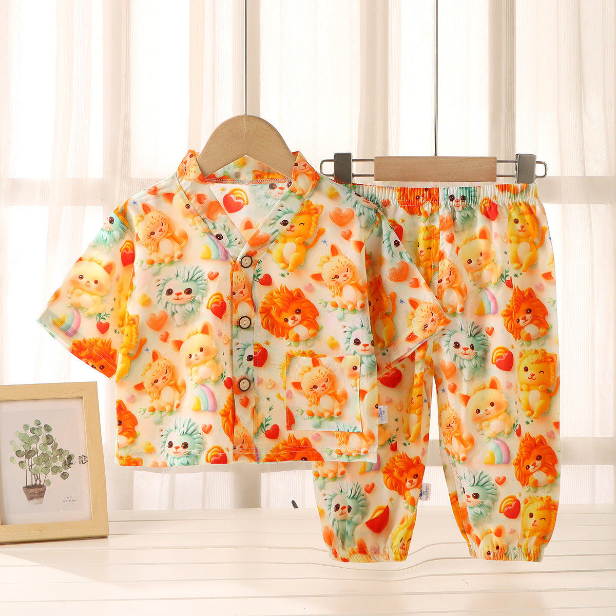 Children's Cotton Silk Summer Pajamas Set — Boys & Girls Two-Piece Home Clothes