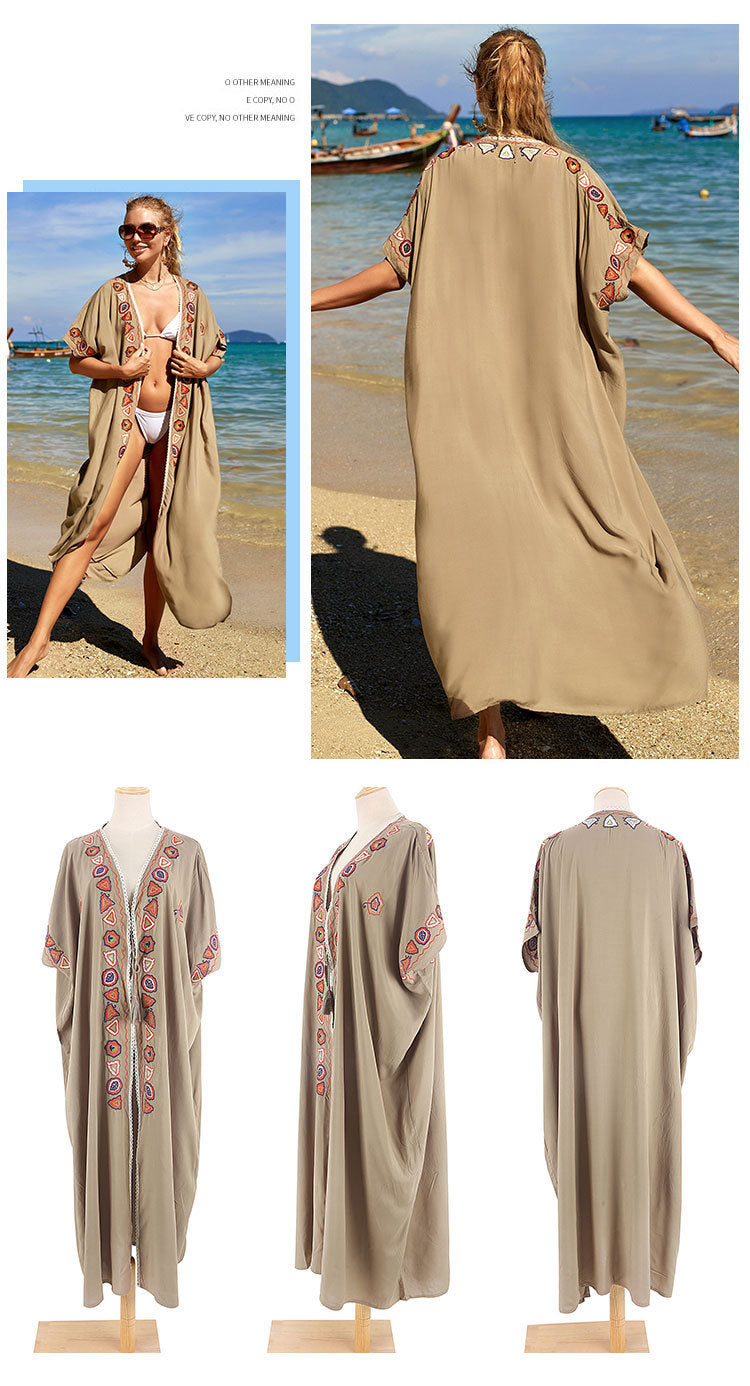 Rayon Beach Cardigan Cover-Up — Bikini Blouse & Sun Protection Skirt