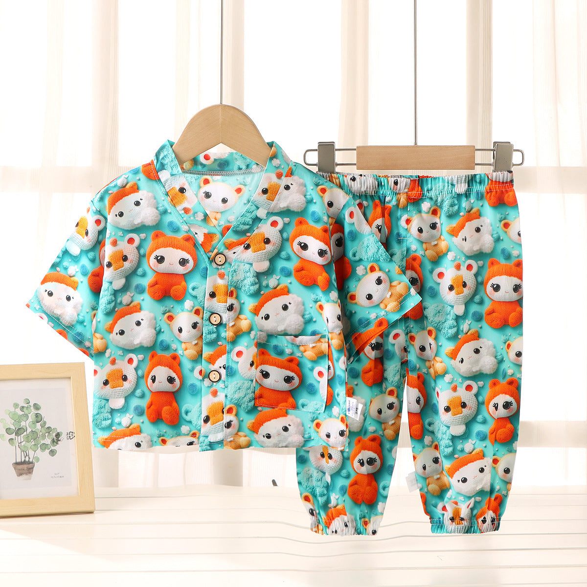 Children's Cotton Silk Summer Pajamas Set — Boys & Girls Two-Piece Home Clothes
