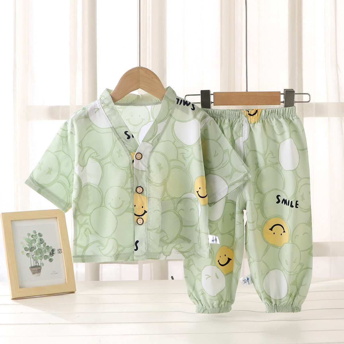 Children's Cotton Silk Summer Pajamas Set — Boys & Girls Two-Piece Home Clothes