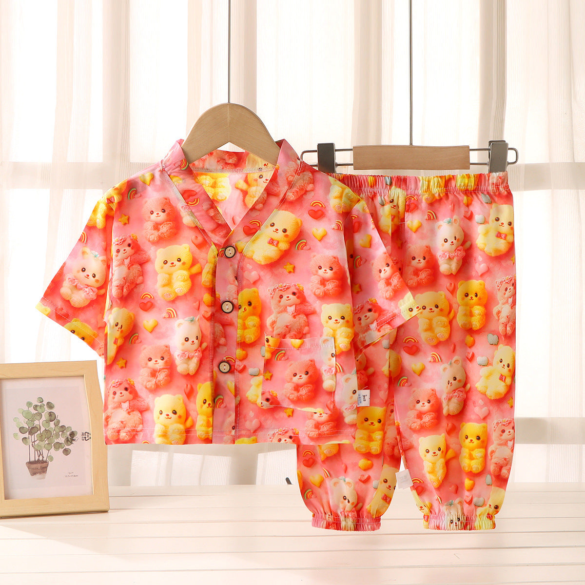 Children's Cotton Silk Summer Pajamas Set — Boys & Girls Two-Piece Home Clothes