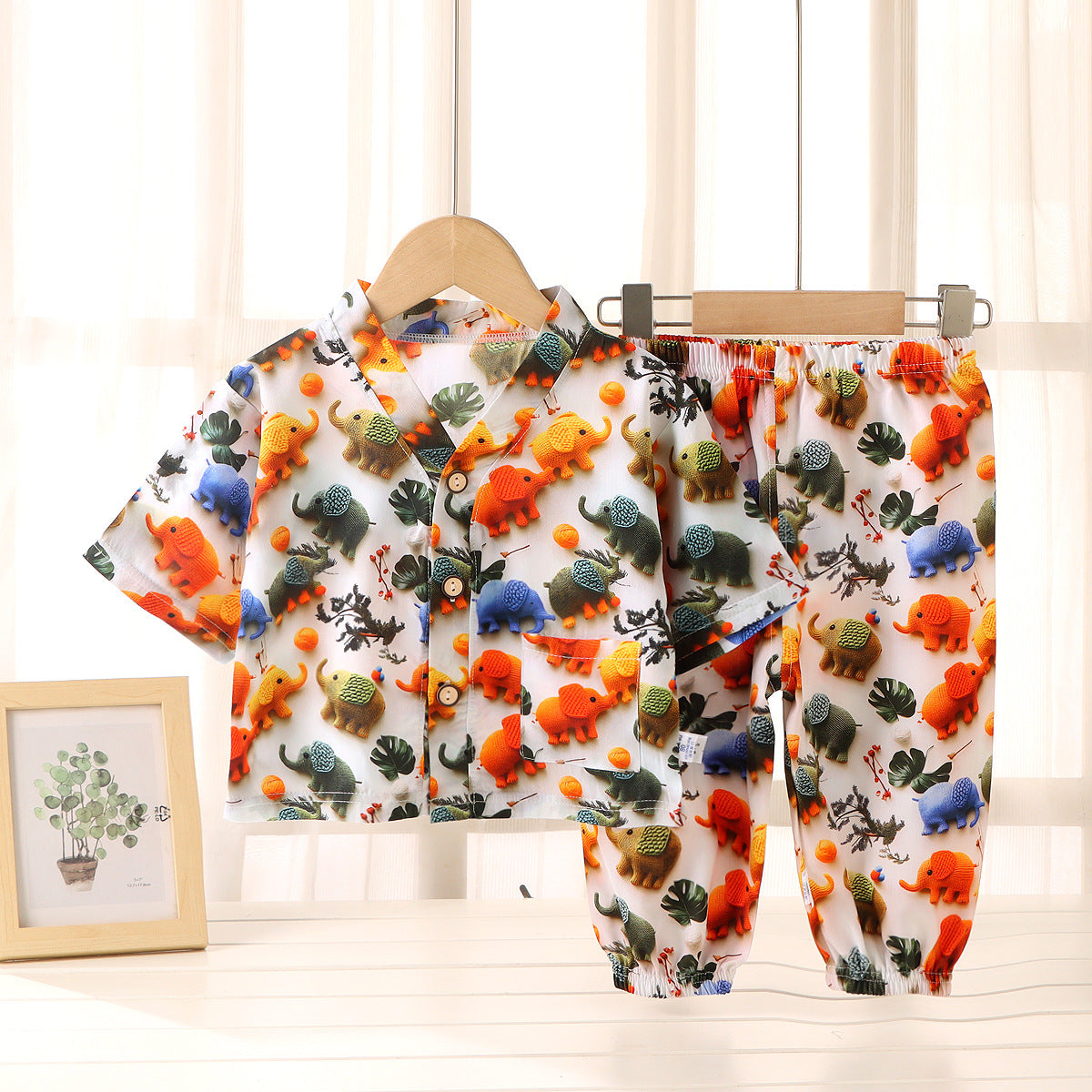 Children's Cotton Silk Summer Pajamas Set — Boys & Girls Two-Piece Home Clothes