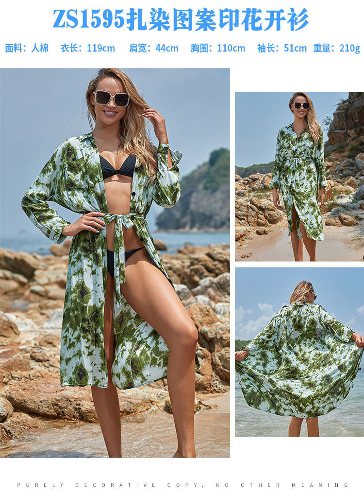 Rayon Beach Cardigan Cover-Up — Bikini Blouse & Sun Protection Skirt