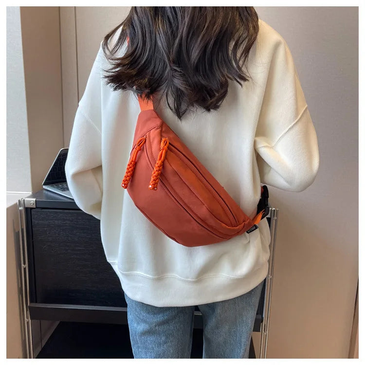 Fashion Nylon Crossbody Bags for Women Chest Bags Sling Waist Pack Canvas Waist Bag Casual Fanny Packs Sport Half Moon Belt Bag