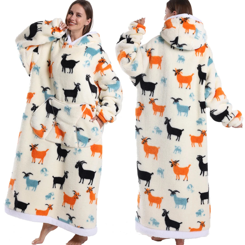 Cartoon Wearable Blanket Hoodie for Adults