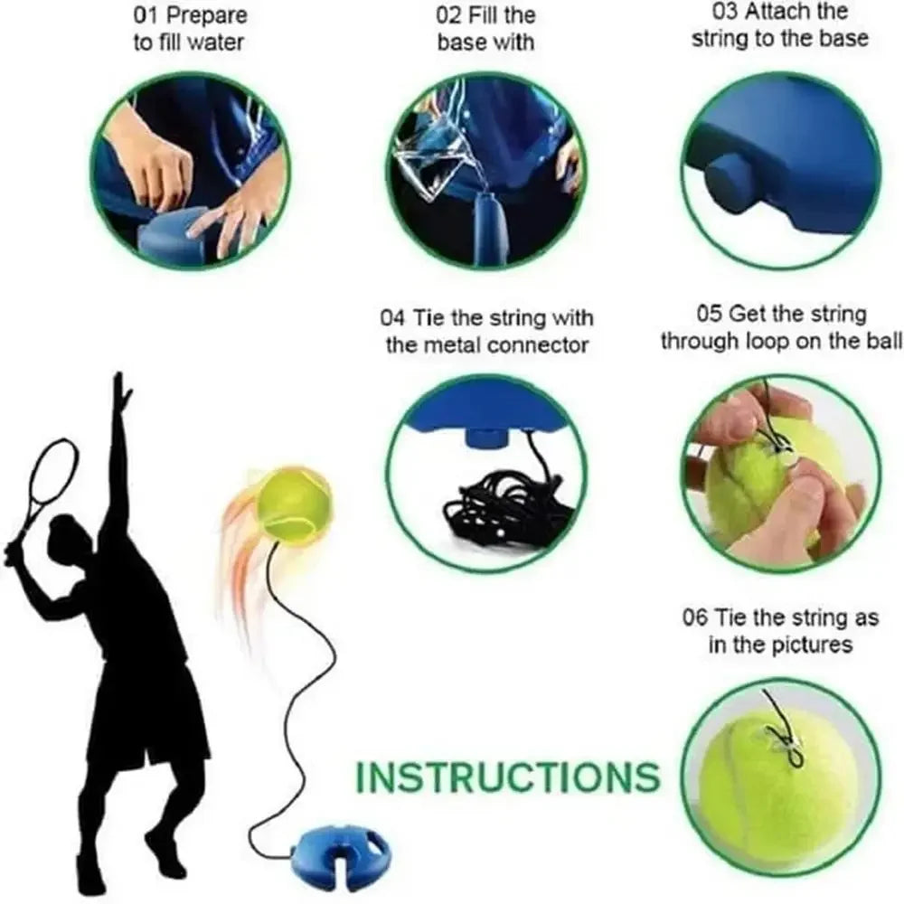 Professional Tennis Trainer with Elastic Rope & Rebound Base