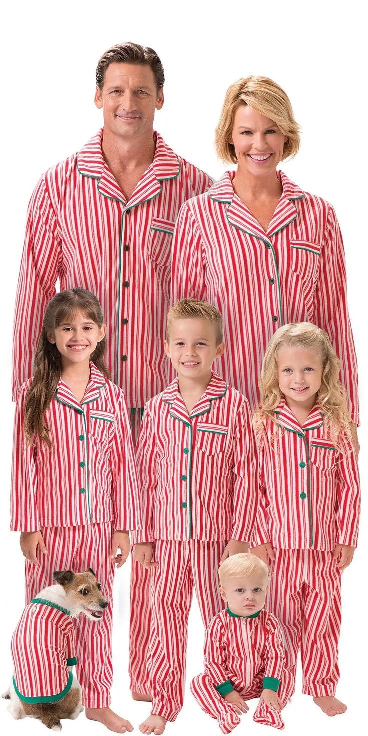 Matching Striped Christmas Family Pajamas for Adults, Kids, Babies & Dogs