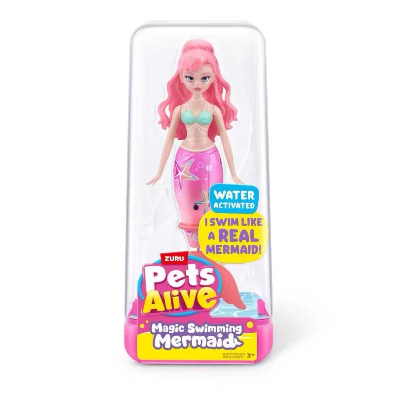 NEW Genuine Zuru Pets Alive Anime Action Figure Swimming Axolotls Magic Swimming Mermaid Diy Toy Model Collection Toy for Boys