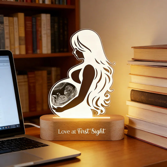 Personalized Baby Ultrasound Acrylic Night Light — Custom Sonogram LED Lamp