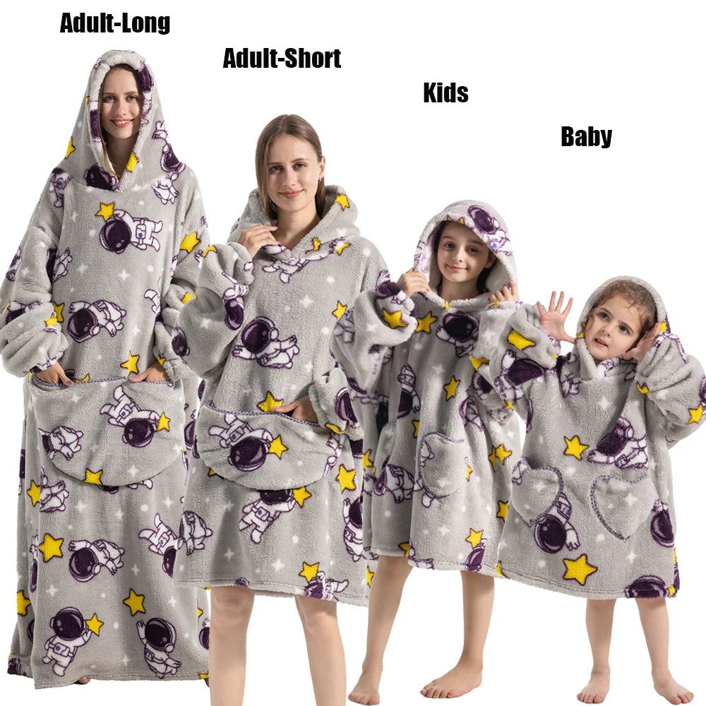 Oversized Cartoon Fleece Hoodie Blanket