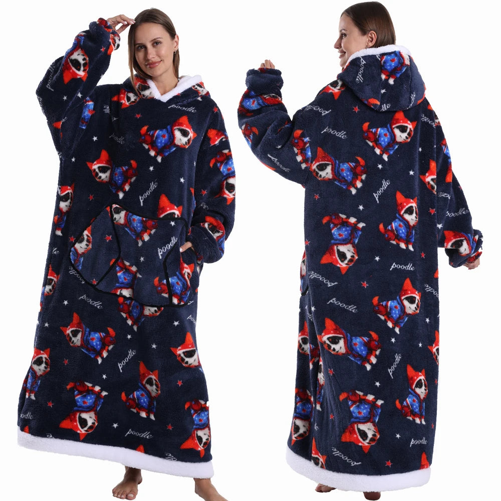 Cartoon Wearable Blanket Hoodie for Adults