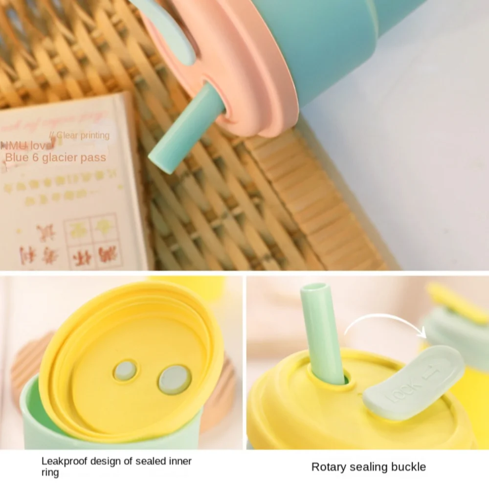 Kids Silicone Water Cup — 380ml Leakproof Bottle with Straw