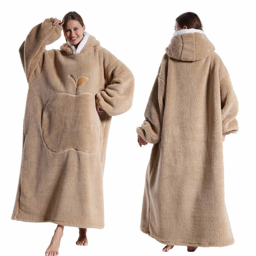 Cartoon Plush Wearable Blanket Hoodie for Adults