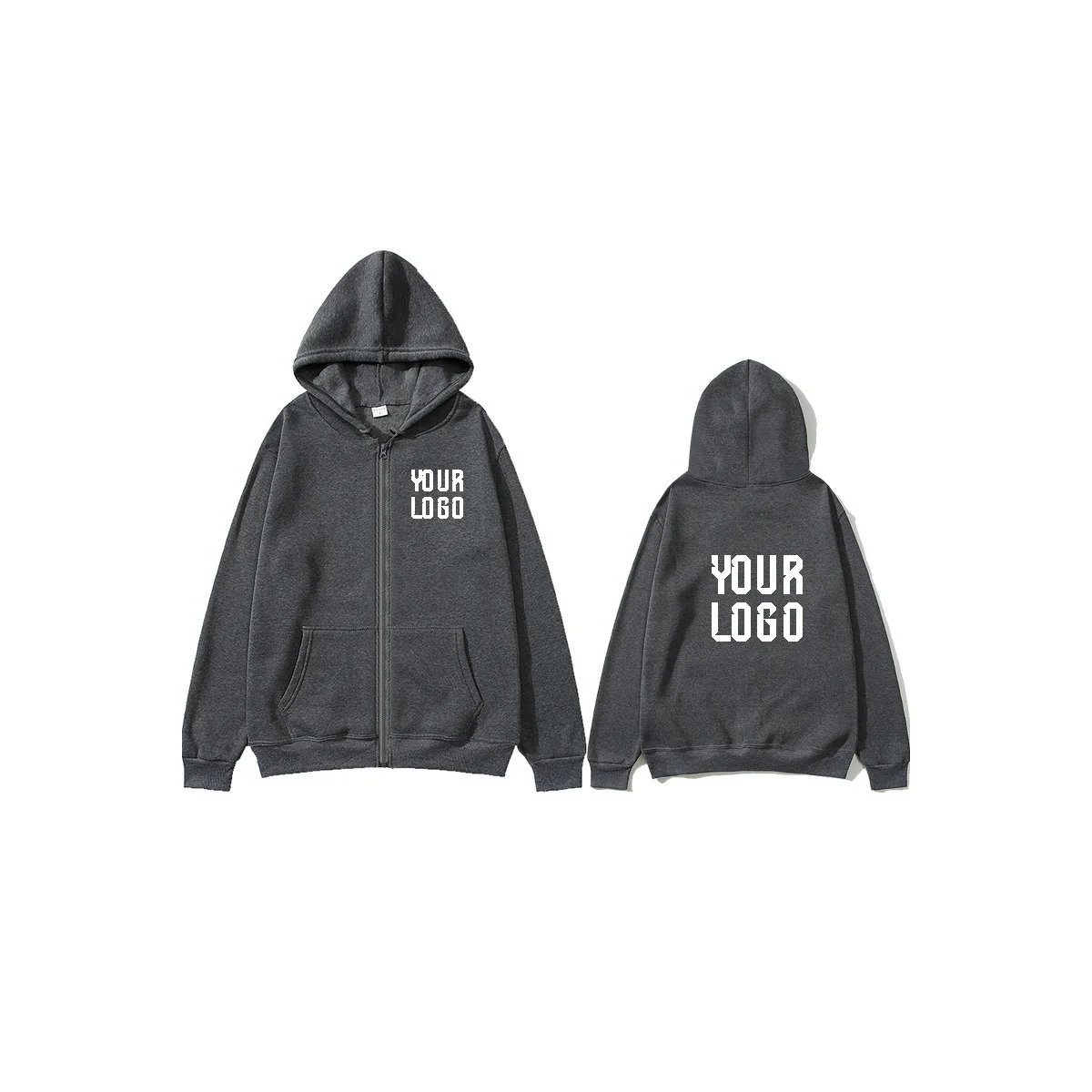 Personalized Zip-Up Hoodie — Custom Text & Pattern | Unisex