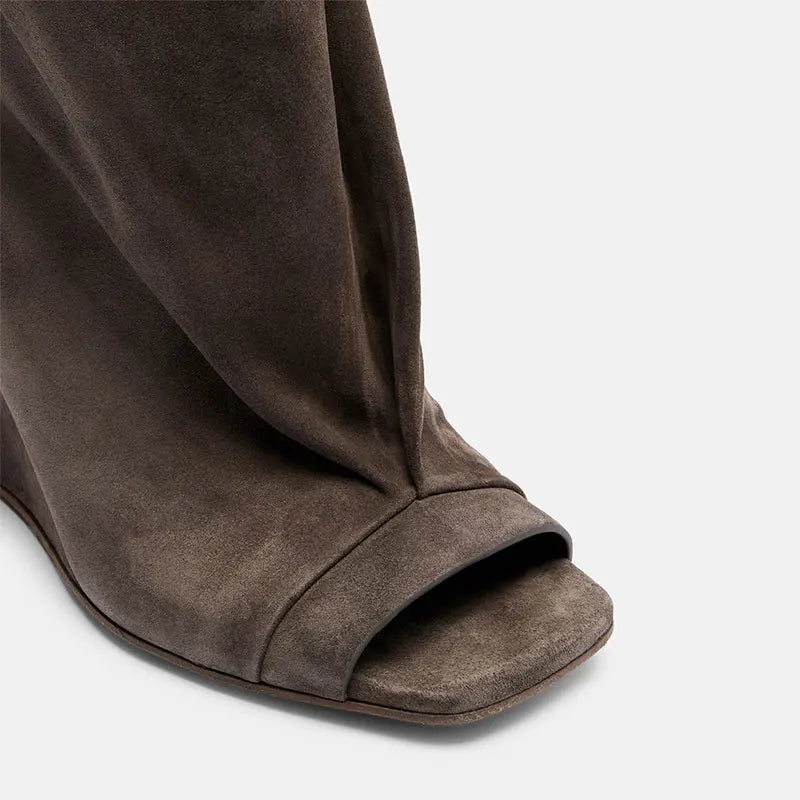 European and American High-quality Trendy Fashion Stage Walking Sleeve Short Boots for Women, Square Toe Open Toe Cool Boots