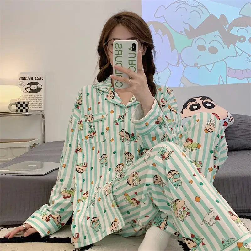 Crayon Shin-Chan Anime Pajamas Set — Women's Kawaii Cartoon Homewear