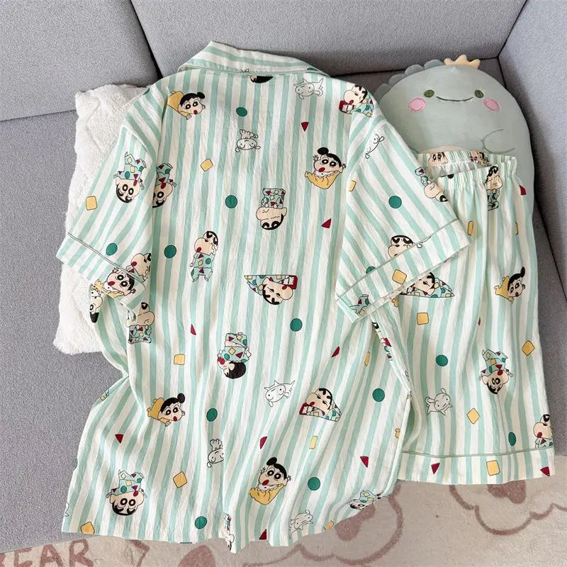 Crayon Shin-Chan Kawaii Pajamas Set — Short Sleeve & Shorts Anime Homewear