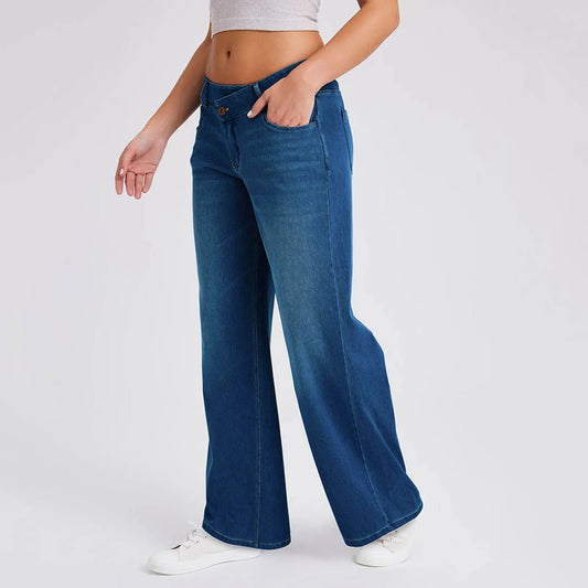 Women's Oversize Baggy Jeans — High Waist Stretch Denim Loose Straight Pants
