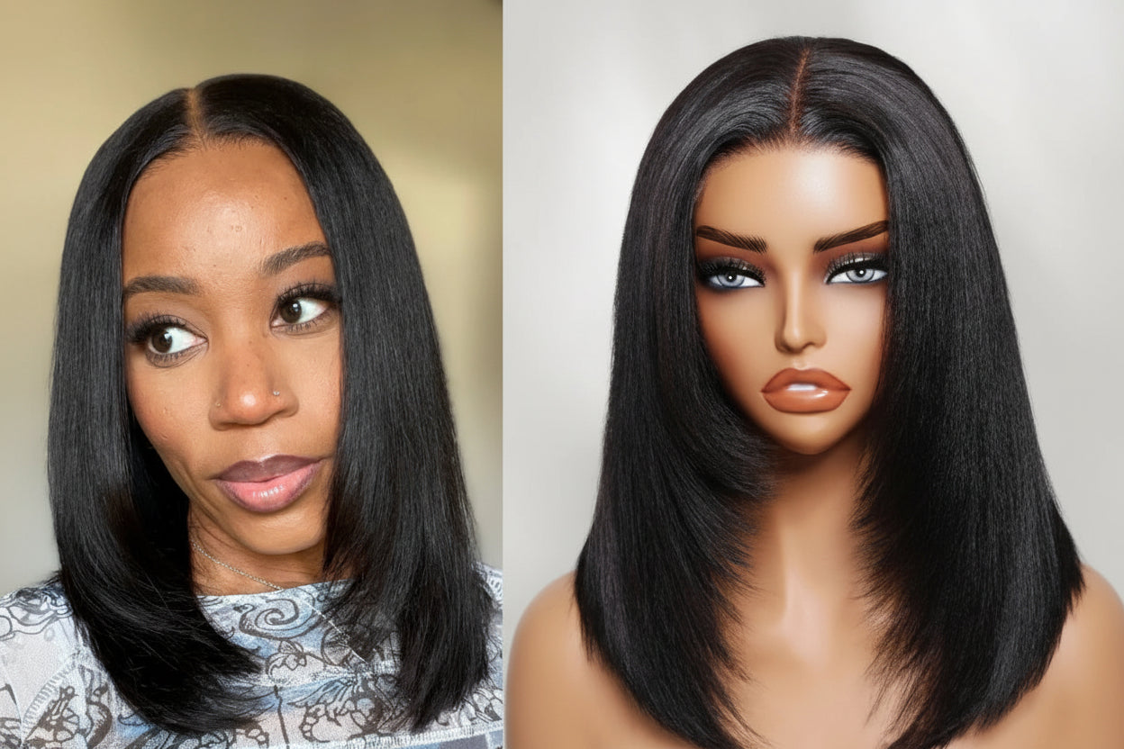 Hair Blunt Cut Bob Wigs Human Hair 7x5 Lace Glueless Short Straight Bob Wigs Yaki Straight Bob Wigs
