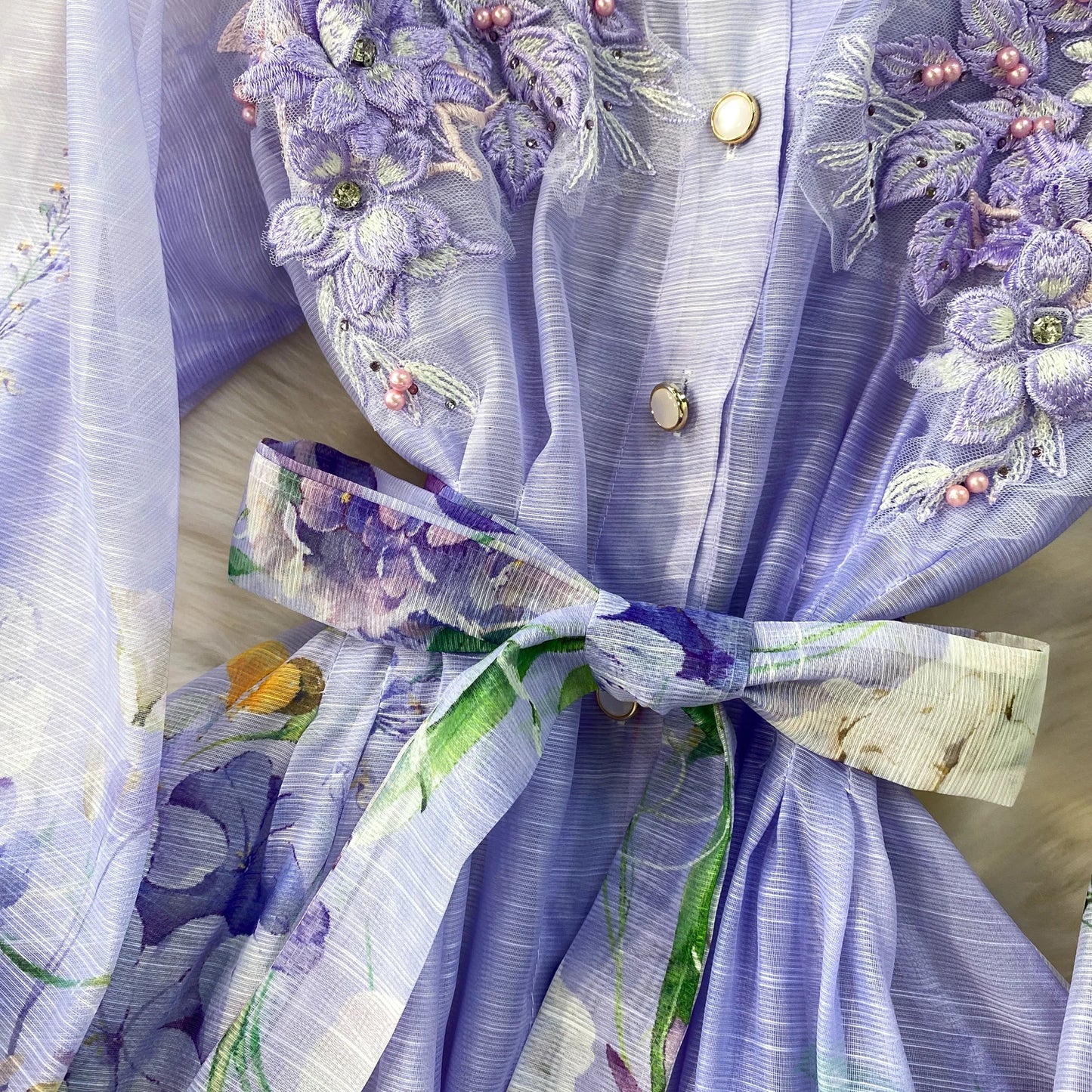 Elegant French Style round Neck Long Sleeve Dress Women's Spring Autumn Heavy Work Floral Embroidery A-Line Skirt Dress