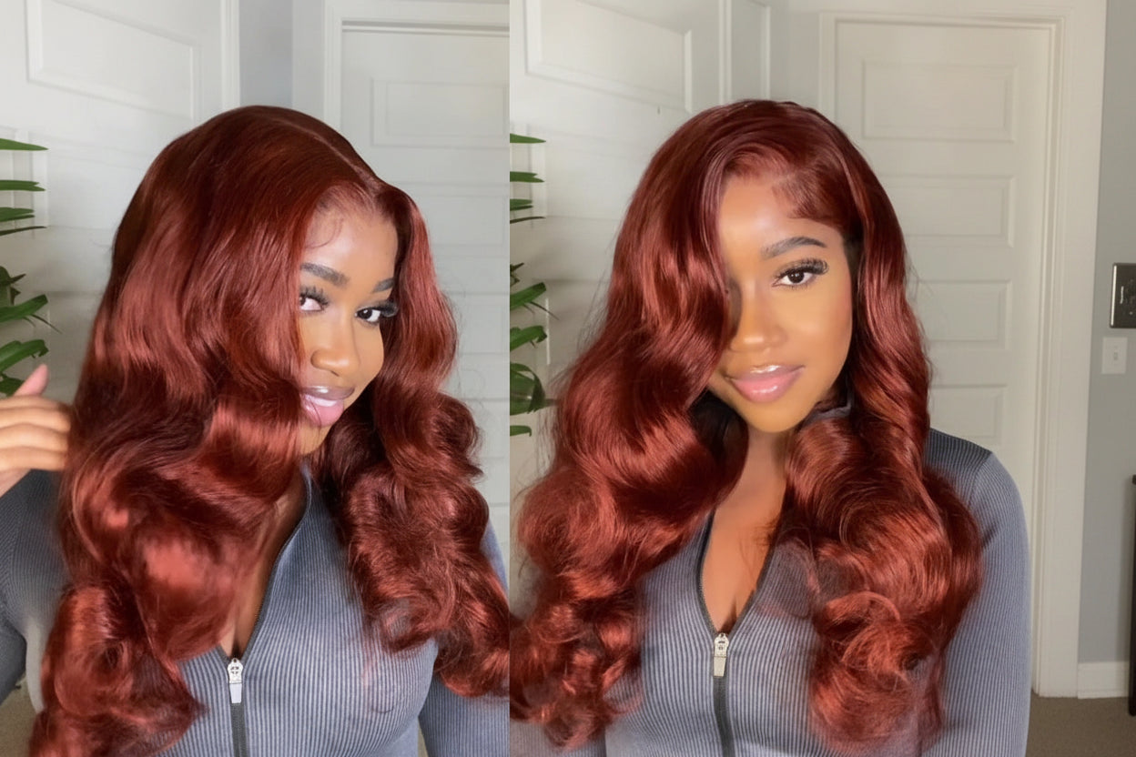 Warm Sun-Kissed Reddish Brown Body Wave Wig | Glueless 7x5 Lace, Pre-Cut & Pre-Bleached